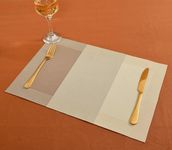 Yellow Weaves Polyvinyl Chloride Pvc Rectangular Dining Table Placemats, Set of 6 - Beige Brown Border