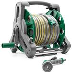 Garden Hose Reel 25M (ø 15 mm), 2-in-1 as Free Standing or Wall Mounted Garden Hose, Complete with Hose Guide, Nozzle and Fittings, Robust Frame for Stability, Compact Hose Reel Flexibility Use