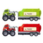 SHIPEASE 4WD Die cast Alloy Models Solar Power Transport Truck for Kids Boy Girls Children 1:43 Friction Powered Engineering Construction Toy Pull Back Vehicle Gift (Pack of 1, Multicolor)