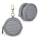 Baby Pacifier Holder with Clip, Maveek Pacifier Case for Diaper Bag, Binky Clip Bag Paci Pouch Container with Zipper for Boys & Girls, Outdoor Travel Stroller Accessory Purse Fits All Pacifiers (Gray)