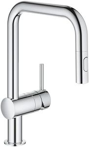 GROHE Minta QuickFix, Grifo de cocina (caño alto extraíble, forma en U y giro de 360º, menor consumo de agua, sistema de instalación rápida), cromo, 32322002
