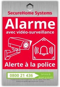 SecureHome Systems - Lot de 8 autocollants hyper-réalistes dissuasifs vol effet alu - Alarme + Alerte à la police - Haute qualité, résistance pluie et UV - 8,5x5,5cm