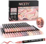 NICETY 32 Colours Acrylic Paint Pens - Paint Markers 1-5mm Brush Tip Water Based Acrylic Markers for Rock Painting Stone Wood Ceramic (Skin)