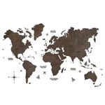 Wooden Art Studio 2D Wooden World Map Ebony|Interior Wall Décor|Gift Ideas for Travellers |Wall Hanging Art - Basic Size (L-150 X 90 cm)