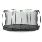 EXIT Toys Silhouette Ground Trampoline - 14ft - Big Round Outdoor Inground Trampoline for Kids - Includes Safety Enclosure Net and Feet Safety System - Safe Entry - Great Jumping Power - Black