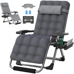 ZENPETIO 29In XL Zero Gravity Chair w/Cushion, Zero Gravity Recliner Lounge Chair for Indoor and Outdoor, Reclining Camping Chair for Lawn, Anti Gravity Chair with Cup Holder and Footrest, 440LBS