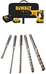 DEWALT DCH133M2 20V Max XR Brushless 1" D-Handle Rotary Hammer Kit with DEWALT DW5470 5-Piece Rock Carbide SDS Plus Hammer Bit Set