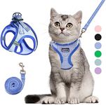 Betmaypet Cat Harness and Leash Set, Soft and Breathable Vest with Reflective Strip, Escape Proof Kitten Harness, Easy to Wear for Cats Walking and Traveling (Blue, M)