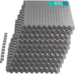 Yes4All 60 SQ. FT Puzzle/Interlocking Exercise Mat Tiles for Home Gym, Exercise EVA Foam Floor Padding with Border for Workout Equipment (Grey)