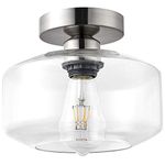 TeHenoo Semi Flush Mount Ceiling Light,Clear Glass Shade, E26 Socket,Brushed Nickel Ceiling Light Fixtures for Hallway,Entryway,Porch