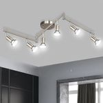 Unicozin 6 Light Track Lighting Kit, Matt Nickel LED Track Light with Flexibly Rotatable Light Head, Foldable Ceiling Spot Light Included LED GU10 Bulbs (4W, 400LM, Daylight White 5000K)