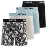Levi's Mens Underwear Microfiber Boxer Brief for Men Ultra Soft 4 Pack, Mystic Floral,highrise,black, Artic Ice, Large