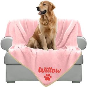 Personalized Pink Dog Blanket with Name, Embroidered Custom Pet Blankets for Dog for Bed Car, and Couch, Custom Waterproof Dog Blanket Soft & Comfortable for Small, Medium & Large Dog, Best Dog Gift