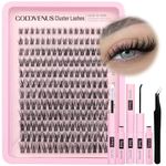 Goddvenus Individual Eyelashes Wispy Lash Clusters Kit D Curl Eyelashes Individual Kit Natural Lash Extension Kit with Russian Cluster Lashes Glue Bond and Seal and Lash Tweezers (D Curl 192pcs)