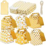 Juvale 36-Pack Mini Gold Gift Boxes - Tiny 2x2x2 Favor Boxes for Wedding, Birthday, Treats, with Tags and String (3 Patterns)