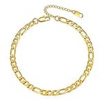 PROSTEEL Anklet for Women Adjustable Ankle Bracelet Figaro Foot Chain Summer Beach Jewellery Gold Plated 316L Stainless Steel (Send Gift Box)