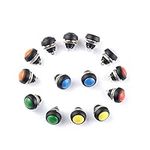 Cylewet 14Pcs 12mm Waterproof Momentary On Off Reset Push Button Switch Mini Round Switch 7 Colors (Pack of 14) CLT1088