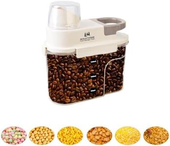 Walktosun Covered Dry grain storage container, coffee bean nut storage container, Portable portable food storage container with graduated measuring cup, candy storage container 1300ml (grey)