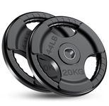 FK Sports Standard Weight Plates - Cast Iron Weight Plates with Rubber finish, 1 inch opening, 2.5kg, 5kg, 10kg, 15kg, 20kg, 25kg Tri Grip Barbell Weights, Gym Equipment, Sold in Pair (2 X 20KG)