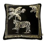 Laurence Llewelyn-Bowen Black & Gold Luxury Velvet Filled Cushion-43 x 43cm-Tiger Collection, Polyester, 1 Count (Pack of 1)