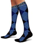 SB SOX Compression Socks (20-30mmHg) for Men & Women - Best Stockings for Running, Medical, Athletic, Edema, Diabetic, Varicose Veins, Travel, Pregnancy, Shin Splints. (Dress - Blue Argyle, X-Large)