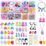 Souarts 98 Pieces Charms Butterfly Bear Bee Pendant Set with 106 Accessories for Earrings Bracelet Necklace Key Ring Mobile Phone Chain Jewellery Making Set with Storage Box, one size, Acrylic