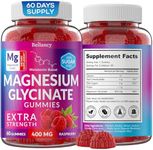 Magnesium Glycinate Gummies 400mg, Magnesium for Slеep, Body Support and Relaxation, Raspberry Magnesium Gummies for Adults with Blackcurrant Oil, Sugar Free, Non GMO, Gluten Free, 60 Days Supply