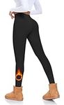 Fleece Lined Leggings Women High Waisted- Thermal Winter Workout Leggings for Women Warm Yoga Pants Black