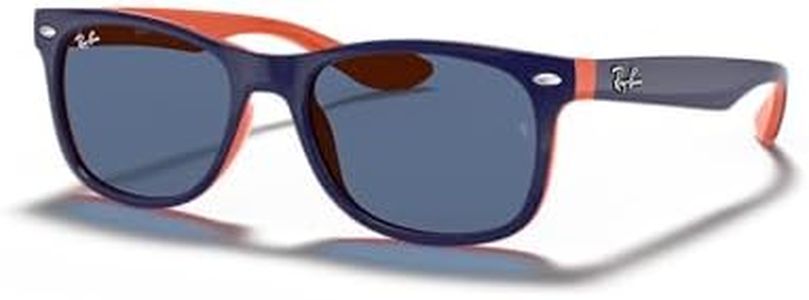 Ray-Ban Kids' Rj9052s New Wayfarer Square Sunglasses, Blue on Orange/Blue, 48 mm