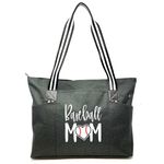 Brooke & Jess Designs Sports Mom Large Zippered Tote Bag with Pockets for Women, Baseball Mom Tessa Black, Large