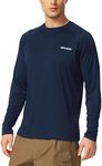 BALEAF Men's Rash Guard Shirts Fishing Long Sleeve UV Sun Protection SPF T-Shirts UPF 50+ Lightweight Beach Dark Blue Size S