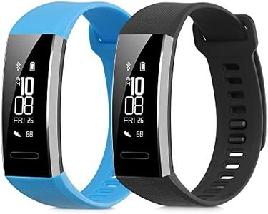 kwmobile Straps Compatible with Huawei Band 2 / Band 2 Pro Straps - 2x Replacement Silicone Watch Bands - Light Blue Matte/Black