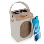 Portable DAB+ Radio with Bluetooth | 15 Hour Battery Playback and Mains Powered | Dual Alarm & Snooze Function| 20+ Presets, LED Display, FM, Headphone Jack | MAJORITY Little Shelford (Cream)