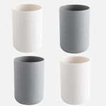 4 Pieces Plastic Bathroom Tumbler Cup Toothbrush Holder Organizer Tumbler Cups for Bathroom Vanity,300ml(White & Grey)