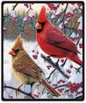 Funny winter cardinal Birds 50" x 60" (Medium) Fleece Throw Plush Blanket