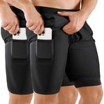 Niksa Running Shorts Men 2 in 1 Gym Shorts with Phone Pocket 7" Sports Shorts Lightweight Quick Drying,Black,M