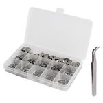 E-Clip Retaining Rings Assortment Set, 400 pcs Stainless Steel E-Clip Circlip External Retaining Rings 13 sizes with 1 Tweezers for Bearings/Gears/Pulleys/Axles Securing (Silver)
