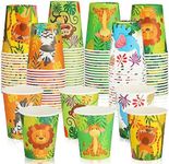 100 Pcs 9oz Paper Cups for Kids Animals Paper Cups Small Colorful Safari Bathroom Cups Mini Mouthwash Dispenser Disposable Cups Bulk for Kids, Party, Picnic, Barbecues, Travel, Events, Hot Cold Drinks