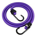 Joneaz Premium Bungee Cords with Plastic Coating Metal Hooks 36 inch, 4 Pack Purple Color, 10mm Heavy Gauge Rubber