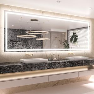 Keonjinn 96 ” x 36 ” Lighted Mirror for Bathroom Wall, LED Mirror with Frontlit & Backlit, Large Bathroom Mirror with Lights, Dimmable 3-Color Lights, HD Tempered Glass, UL-Listed LED Driver