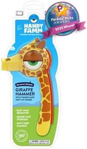 Handy Famm Real Metal Giraffe Hammer for Kids, Patented Safety Mouth Sleeve and Nail Remover, STEM DIY Tool for Children Ages 5 and Up, Yellow