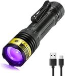 DARKDAWN UV Flashlight 395nm Black Light Mini USB Rechargeable Ultraviolet LED Blacklight Woods Lamp Powerful Fluorescent Portable Detector for Pet Urine Stains, Scorpions, Resin Curing