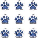 Magibeads 10Pcs Enamel Paw Print Charm with Glitter Powder Alloy Enamel Cat Dog Charm Animal Dog Paw Charms Pendants for Necklace Keychain DIY Jewelry Craft Making (Royal Blue)