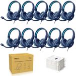 SIMOLIO KD-1 Classroom Headphones with Boom Mic 10 Pack for Schools