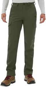 Pioneer Camp Men's Waterproof Cargo Hiking Pants Fleece Lined Outdoor Softshell Snow Ski Insulated Winter Pants for Work
