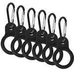 Focenat 6 Pcs Silicone Water Bottle Buckle, Portable Water Bottle Hanging Hook, Black Water Bottle Carrier Holder with Carabiner for Outdoor Activity Camping Fishing Hiking Traveling Mountain Climbers