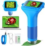 Odatay Microscope for Kids with 12 Slides, 100X-1000X 1080P Digital Handheld Kids Microscope, Mini Portable Pocket Miniscope Science Toys Gifts for 3+ 4 5 6 7 8 9 10 11 12 Year Old Boys Girls, Blue