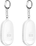 DigitCont Personal Alarm, Rechargeable Battery, LED Light, Waterproof, Emergency, Self Defense, Keychain SOS Alert for Women Kids Elders with Charging Cable (White 2pcs)