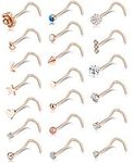 Tornito 20G 20Pcs Nose Ring CZ Nose