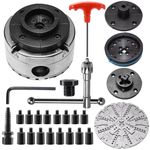 WOODSTARTER Lathe Chuck Set, 3.75" Lathe Chucks for Woodturning,1" x 8 TPI Thread, Nickel Plated Self-Centering 4 Jaw Chuck, Used to Hold Wood of Various Shapes